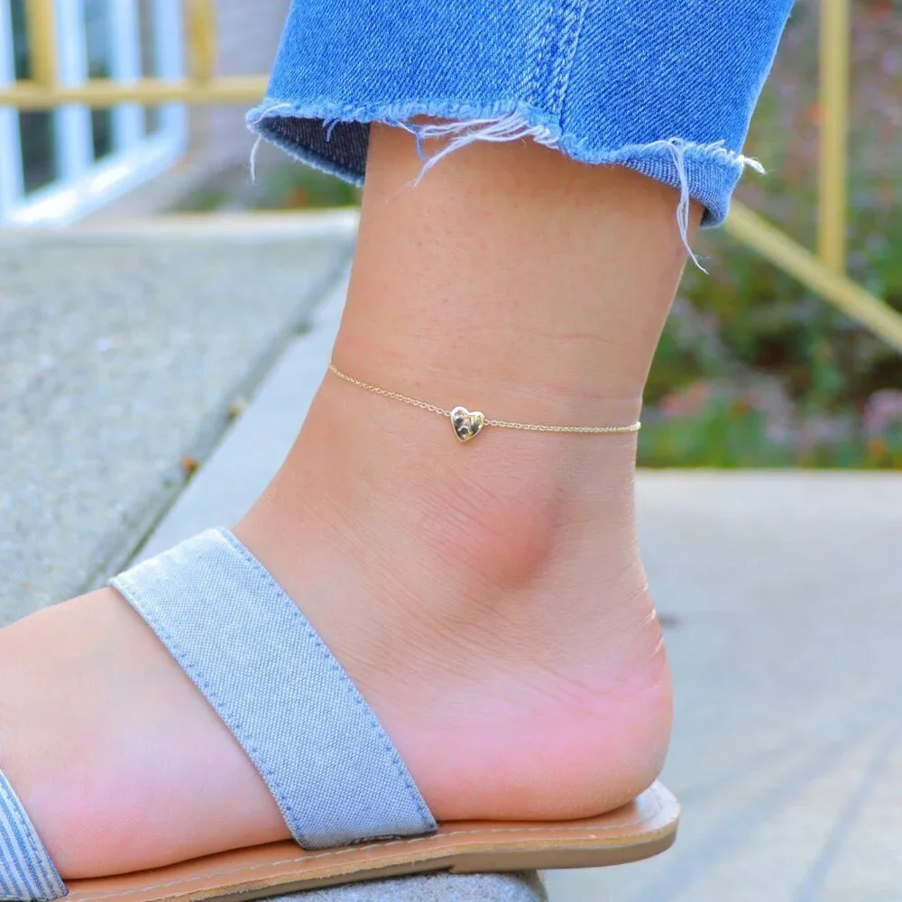 😍HEART CHARM PERSONALIZED CUSTOM DAINTY GOLD INITIAL ANKLET GIRL TEEN,ELDM22225_7